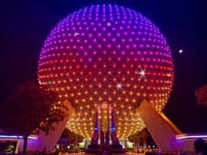 EPCOT Spaceship Earth at Night